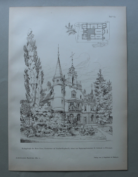 Holzstich Architektur Schafhof-Kupferzell 1887 Wohngebäude Kurtz